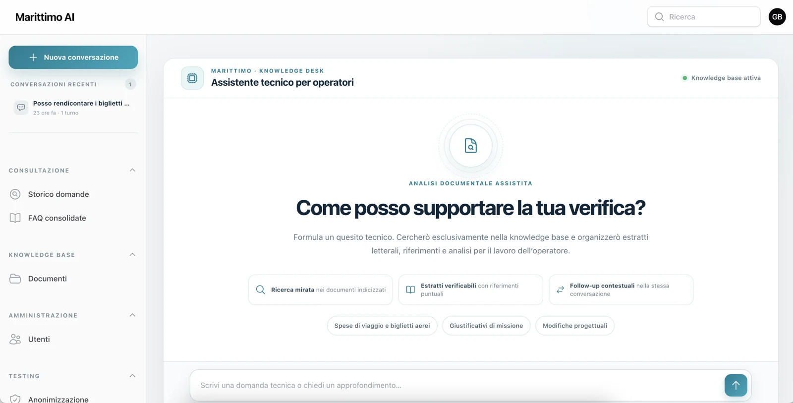 AI assistant interface for staff consulting programme documentation